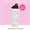 Engraved Water Bottle | Cream Happy Mail Pattern