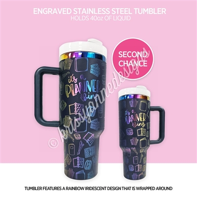 SECOND CHANCE Engraved Tumbler | Rainbow SS Planner Thing (Navy)