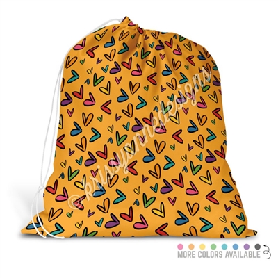 Extra Large Full Color Laundry Bag - Doodle Hearts