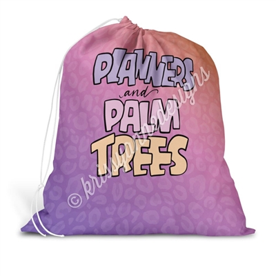 Drawstring Laundry Bag - Planners & Palm Trees