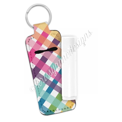 Skinny Lip Balm Keychain - Punny Love Plaid