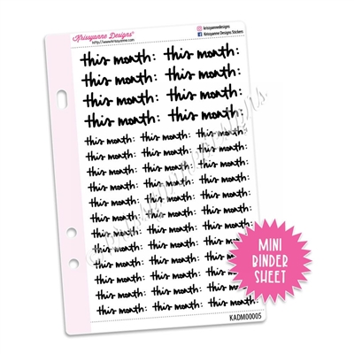 Mini Script Sheet - This Month