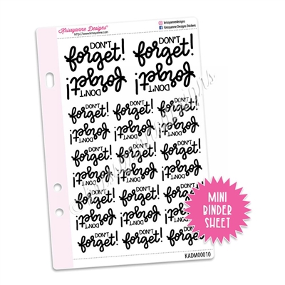 Mini Script Sheet - Don't Forget!