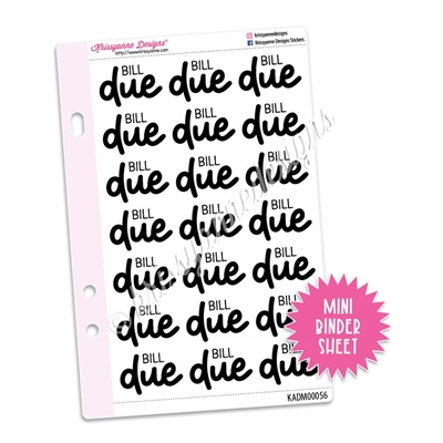 Mini Script Sheet - Bill Due