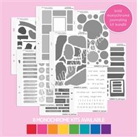 Mini Monochrome Journaling Sheets - Bold Rainbow