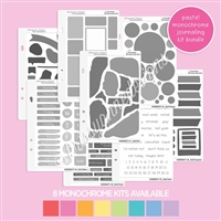 Mini Monochrome Journaling Sheets - Pastel Rainbow