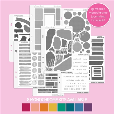 Mini Monochrome Journaling Sheets - Gemtones