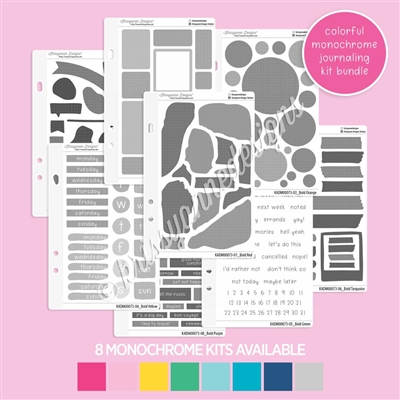 Mini Monochrome Journaling Sheets - Colorful