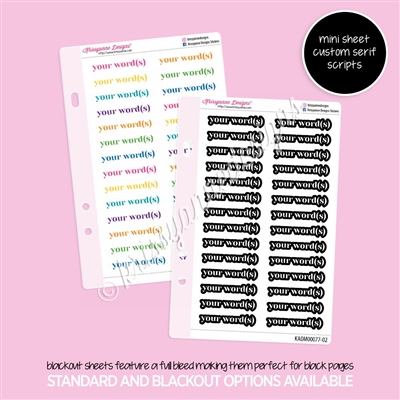 CUSTOM Mini Sticker Sheet | Standard Serif