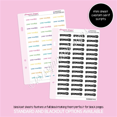CUSTOM Mini Sticker Sheet | Small Serif