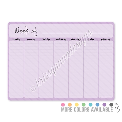 Weekly Calendar Dry Erase Board - 12x9