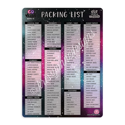 GO Wild 2018 Packing List Board - 9x12 - Out of this World