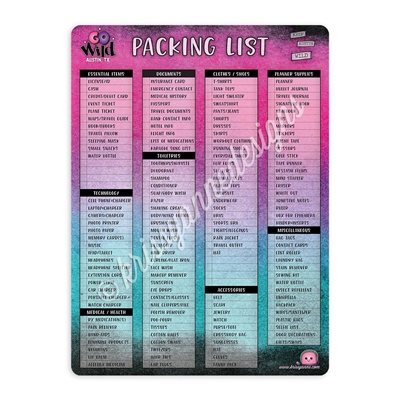 GO Wild 2018 Packing List Board - 9x12 - Keep Austin Wild