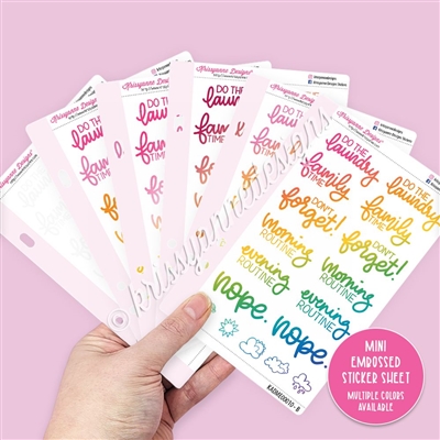 Mini Embossed Sticker Sheet - Script Sampler