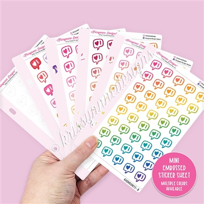 Mini Embossed Sticker Sheet - Doodle Heart Bubble