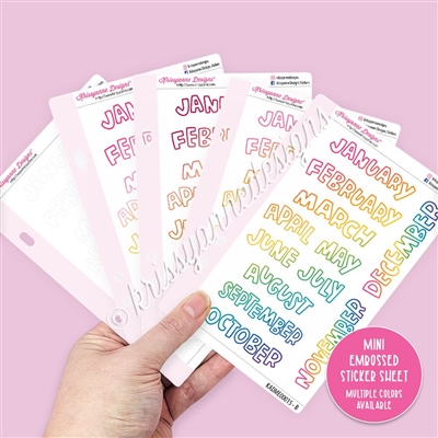 Mini Embossed Sticker Sheet - Bubble Months