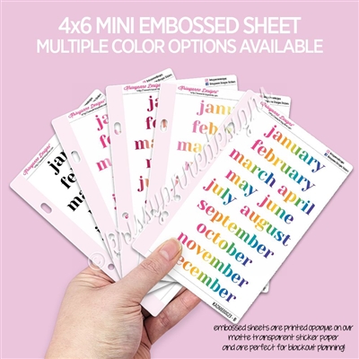 Mini Embossed Sticker Sheet | Serif Months