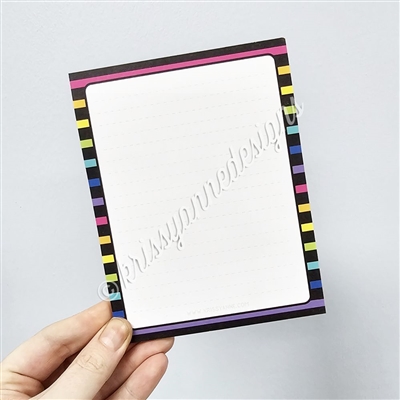 25 Page Lined Notepad | Midnight Rainbow Stripes