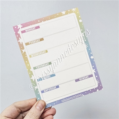 25 Page Weekly Notepad | Pastel Rainbow Stars