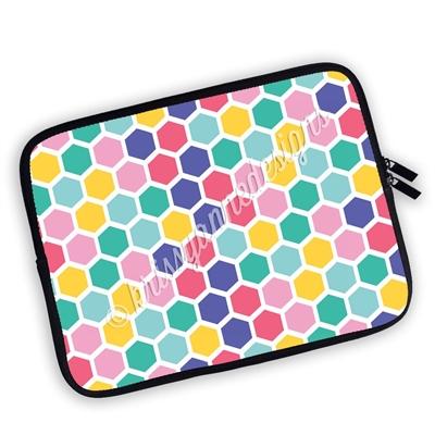 One Sided Zippered Planner Pouch - Hexagons - Rainbow