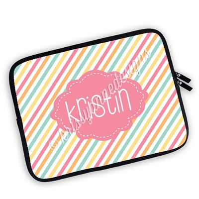 One Sided Zippered Personalized Planner Pouch - Candy Stripes