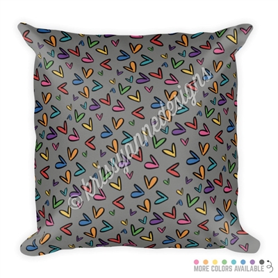 18x18 Throw Pillow - Doodle Hearts