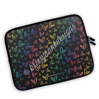 Zippered Planner Pouch - Midnight Rainbow Doodle Hearts