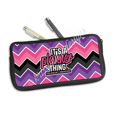 One Sided Zippered Pen Pouch - Chevron Planner Thing
