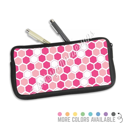 One Sided Zippered Pen Pouch - Hexagons