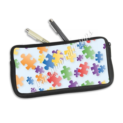 One Sided Zippered Pen Pouch - Puzzle Pieces