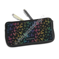 Zippered Pen Pouch - Midnight Rainbow Doodle Hearts