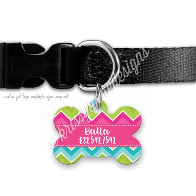 KAD Bone Shaped Pet Tag - Bright Chevron