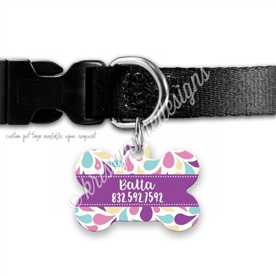 KAD Bone Shaped Pet Tag - Paisley Splash