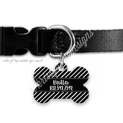 KAD Bone Shaped Pet Tag - Black and White