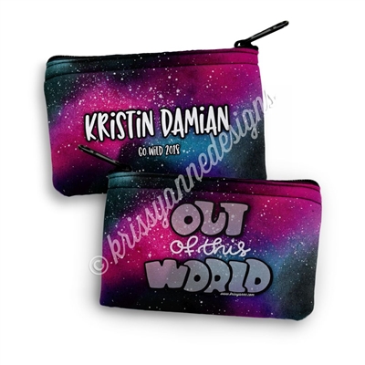 Two Sided Zippered Coin Pouch - Out of This World