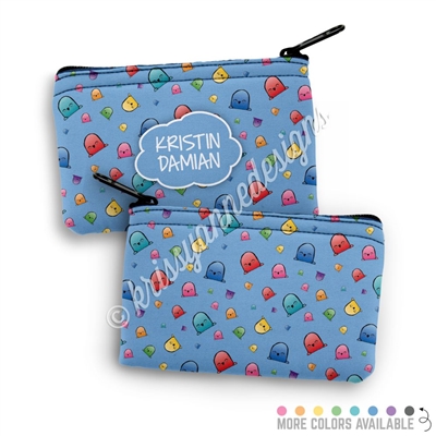 Two Sided Zippered Coin Pouch - Happy Steve