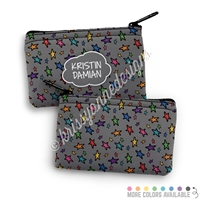Two Sided Zippered Coin Pouch - Doodle Stars