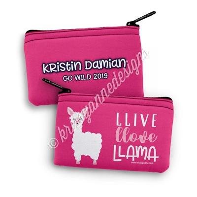 Two Sided Zipper Pouch - Llive Llove Llama