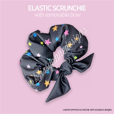 KAD Bow Scrunchie | Midnight Rainbow Stars