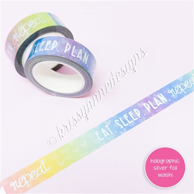 Holographic Washi - Rainbow Eat Sleep Plan