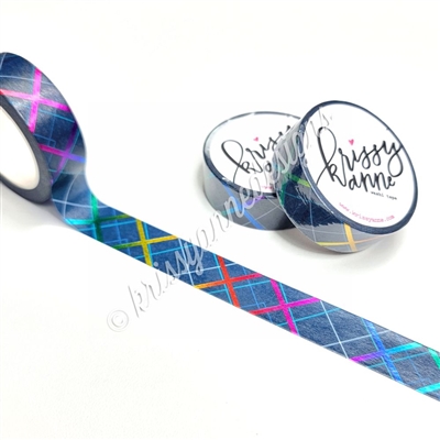15mm Rainbow Foil Washi - Midnight Rainbow 2.0 Plaid