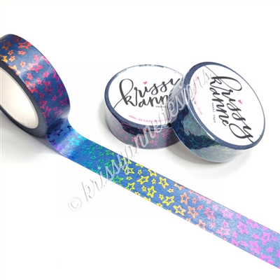 15mm Rainbow Foil Washi - Midnight Rainbow 2.0 Stars