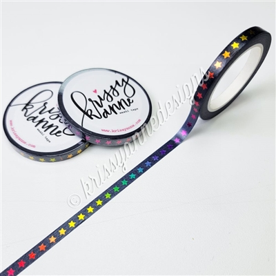 5mm Rainbow Foil Washi - Midnight Rainbow Star Checklist