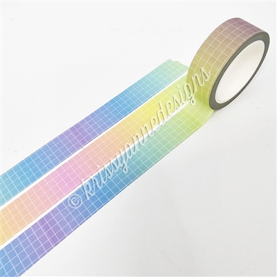 15mm Washi | KAD Rainbow Grid (White Lines)