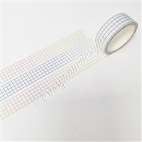15mm Washi | KAD Rainbow Grid (White BG)