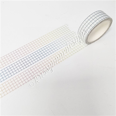 15mm Washi | KAD Rainbow Grid (White BG)