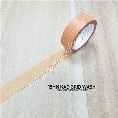 15mm Washi | KAD Rainbow Grid - Orange