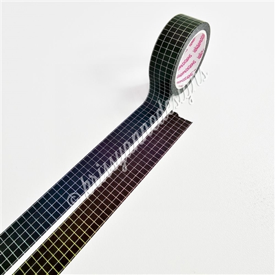 15mm Washi | KAD Rainbow Grid (Black BG)