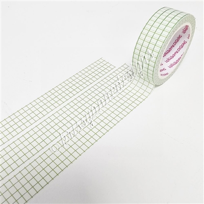 15mm Washi | KAD Rainbow Grid - Green (White BG)