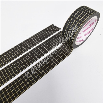 15mm Washi | KAD Rainbow Grid - Yellow (Black BG)